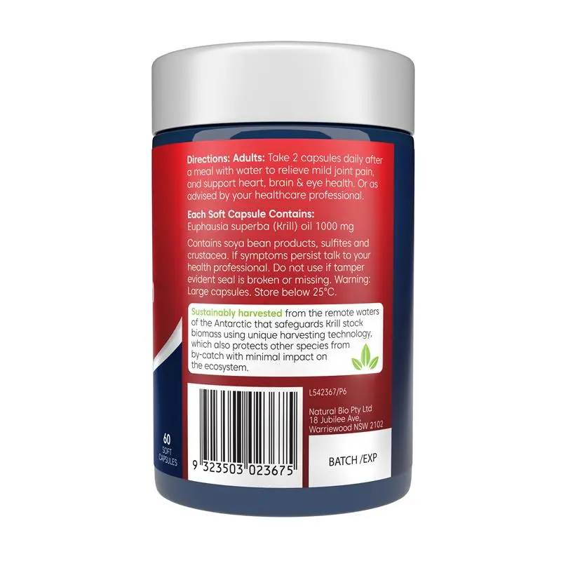 即期品【BIOGLAN】紅磷蝦油1000mg 60顆 (EXP:10/2025) Red Krill Oil 1000mg 60 Capsules