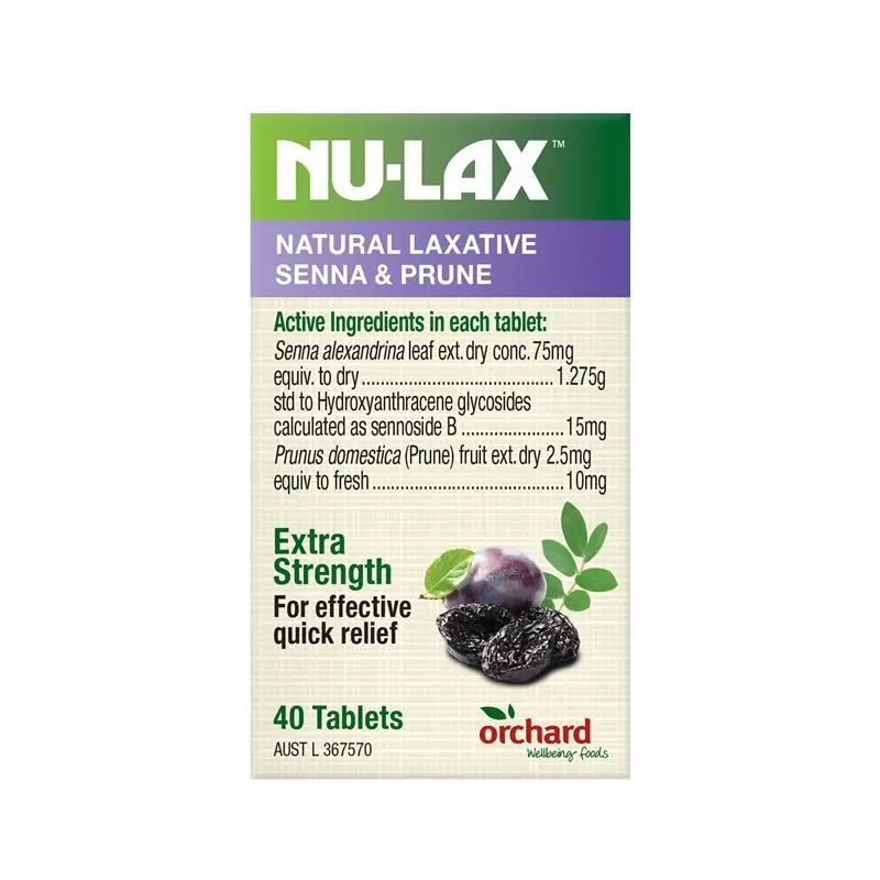 【NU-LAX】 樂康錠-西梅加強版 40顆 Natural Laxative Tablets with Senna and Prunes 40 Tablets