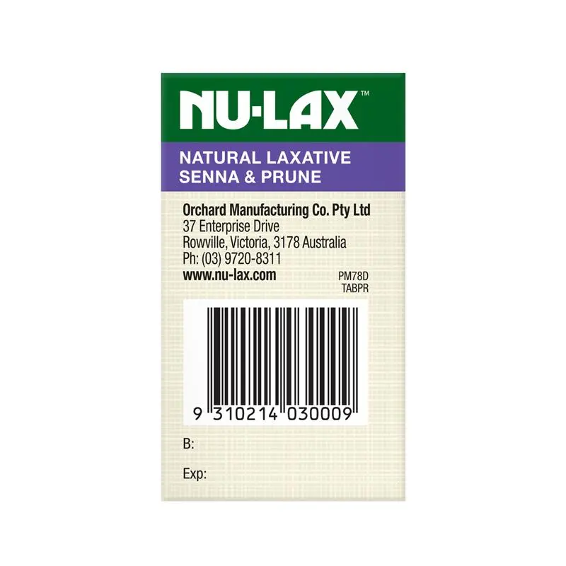 【NU-LAX】 樂康錠-西梅加強版 40顆 Natural Laxative Tablets with Senna and Prunes 40 Tablets