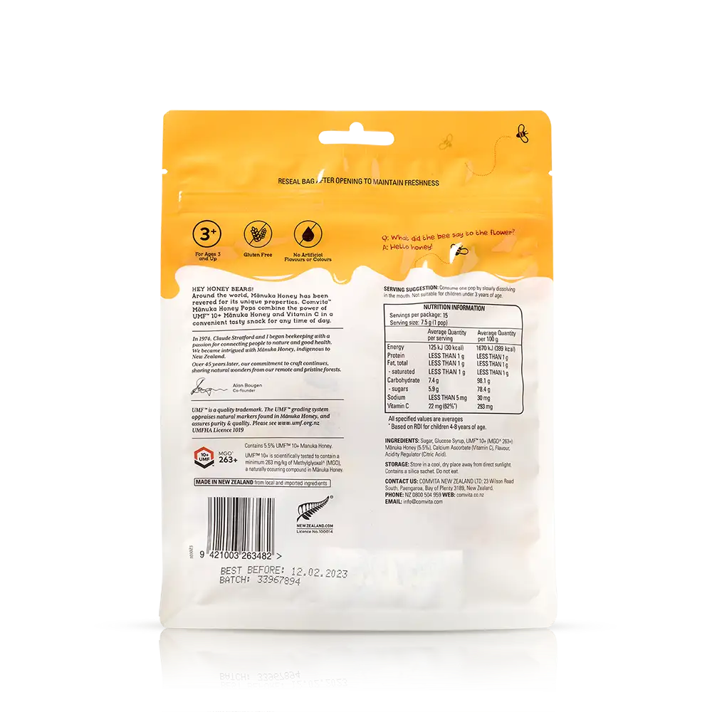 【COMVITA 康維他】兒童棒棒糖 15入 檸檬/葡萄/桔子 (EXP:10/2027) Kids Soothing Pops With UMF™ 10+ Mānuka Honey