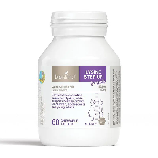 【Bio Island】賴氨酸青少年成長素/助長素二段 60粒  Lysine Step Up for Youth 60 Chewable tablets