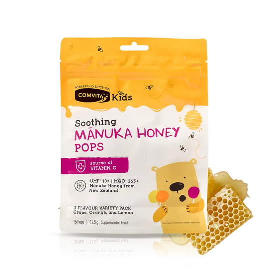 【COMVITA  康維他】兒童棒棒糖 15入 檸檬／葡萄／桔子 (EXP:10/2027) Kids Soothing Pops With UMF™ 10+ Mānuka Honey