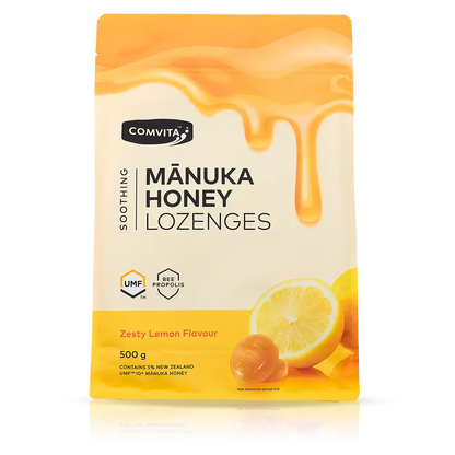 【COMVITA 康維他】麥盧卡蜂蜜蜂膠潤喉糖-檸檬 500g Mānuka Honey Lozenges with Propolis (Lemon and Honey)