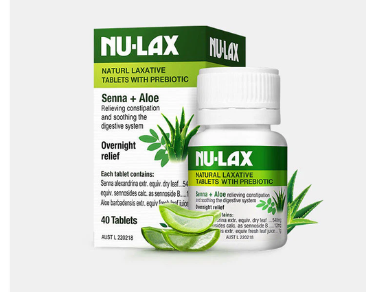 【NU-LAX】 樂康錠-蘆薈 40顆 Natural Laxative Tablets With Prebiotic Senna + Aloe 40 Tablets