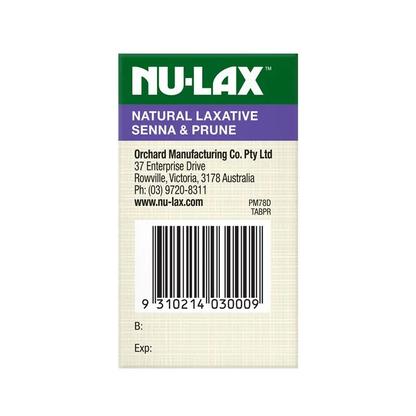 【NU-LAX】 樂康錠-西梅加強版 40顆 Natural Laxative Tablets with Senna and Prunes 40 Tablets