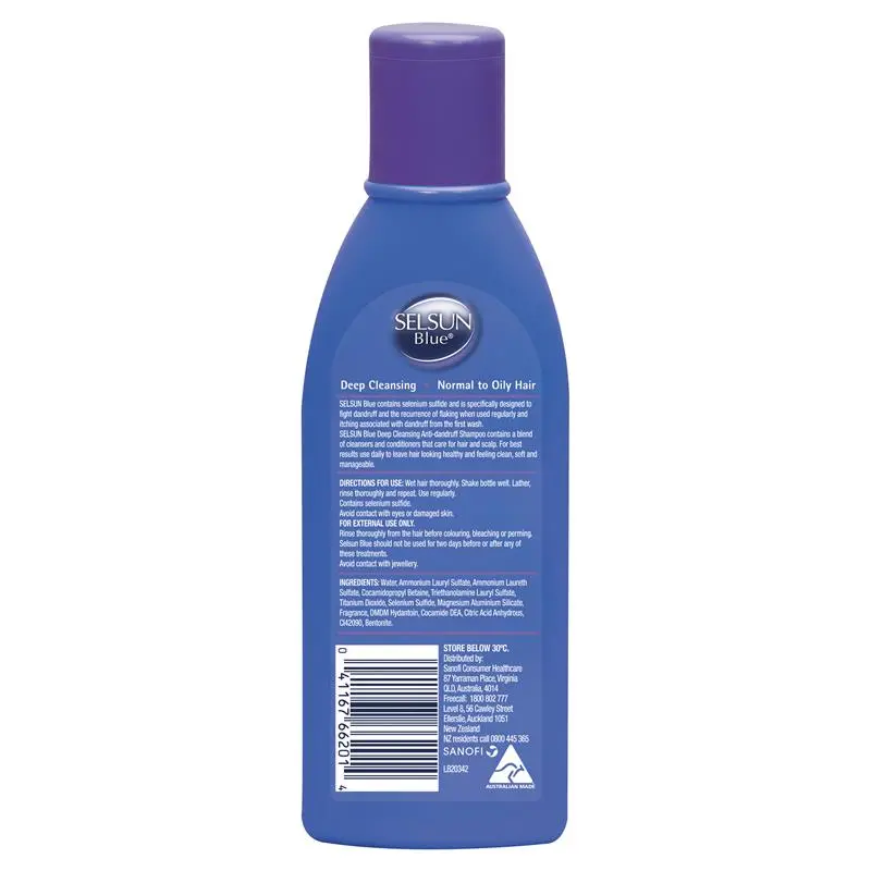 【Selsun】 Blue 深層清潔洗髮乳 200mL (EXP:03/2028) Deep Cleansing Anti-Dandruff Shampoo 200mL