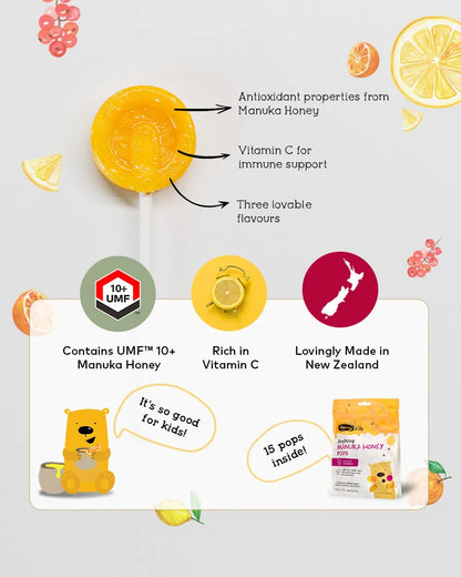 【COMVITA  康維他】兒童棒棒糖 15入 檸檬／葡萄／桔子 (EXP:10/2027) Kids Soothing Pops With UMF™ 10+ Mānuka Honey