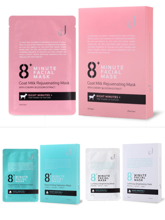 【Jema Rose】8分鐘 提亮靚白面膜 保濕補水面膜 山羊奶修護面膜 8+ FACIAL MASKS